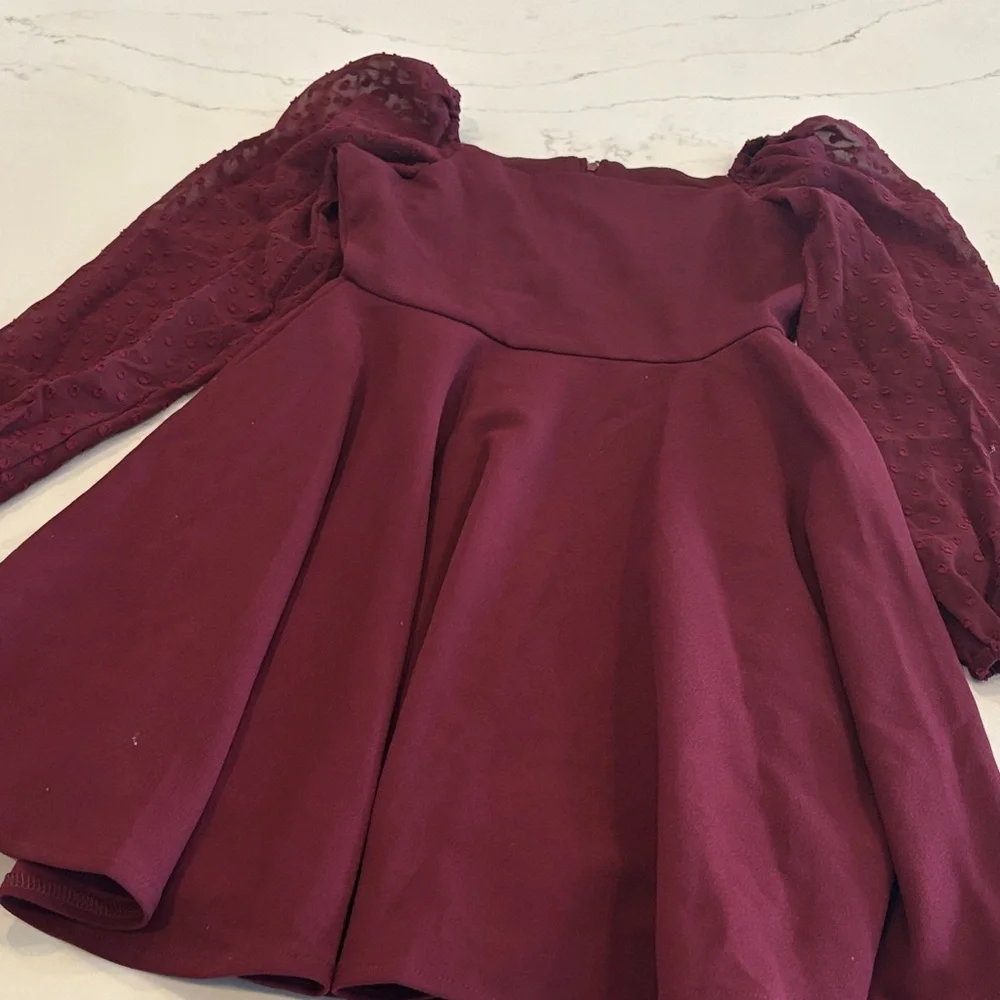 NWOT Rare Editions Maroon Kids Dress with Long Sleeves